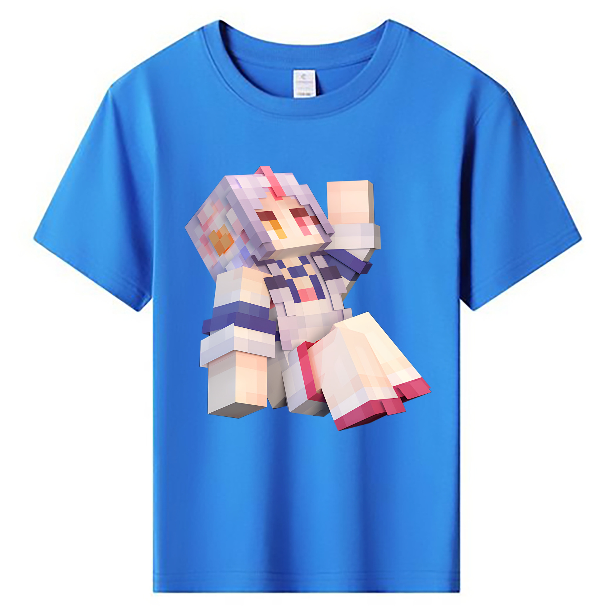 （画像用） マインクラフト ブロックの世界 Minecraft MC Block world 綿100％キッズTシャツ（フロントプリント）